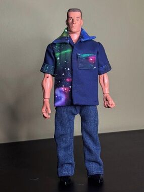 Galaxy themed Colorblock shirt for 12 inch dolls & action figures - OOAK